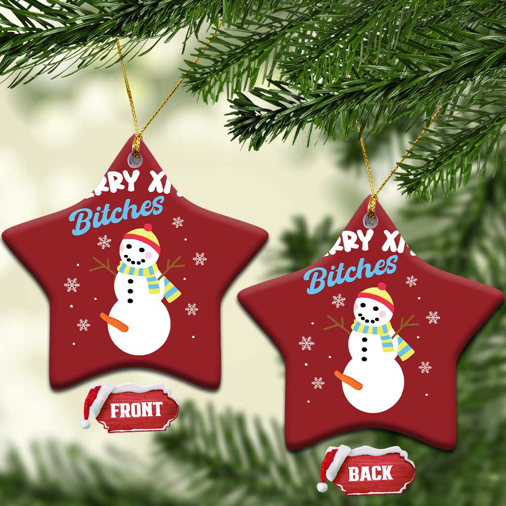 Merry Xmas Bitches Christmas Ornament Naughty Dirty Carrot Snowman TS09