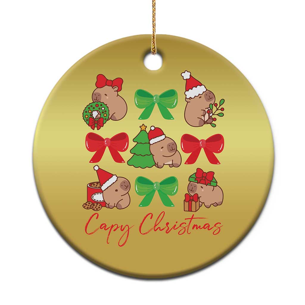 Funny Capybara Xmas Christmas Ornament Cute Capy Coquette Bow TS09