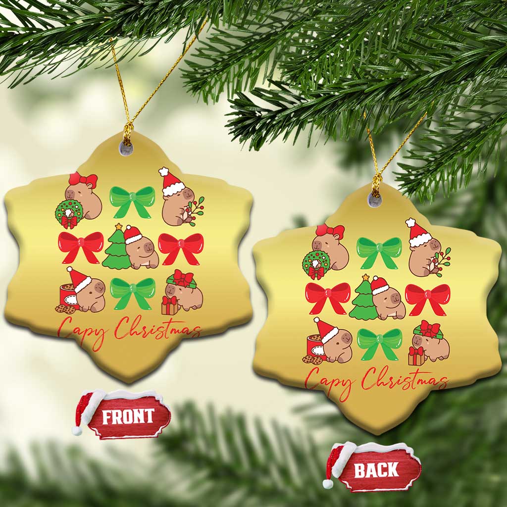 Funny Capybara Xmas Christmas Ornament Cute Capy Coquette Bow TS09