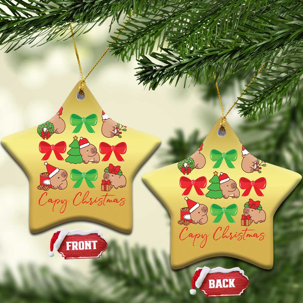Funny Capybara Xmas Christmas Ornament Cute Capy Coquette Bow TS09