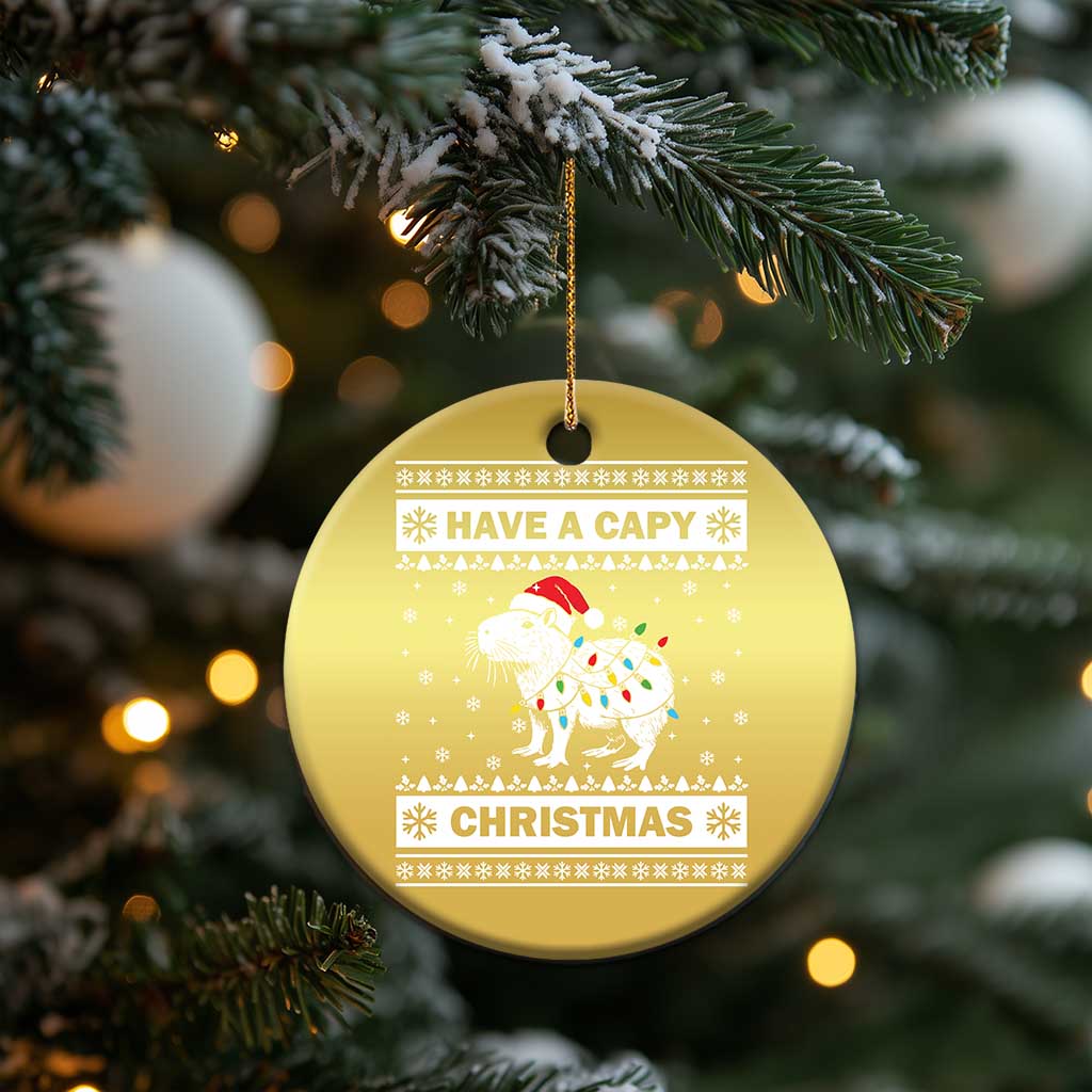 Funny Capybara Xmas Christmas Ornament Have A Capy Christmas Light TS09