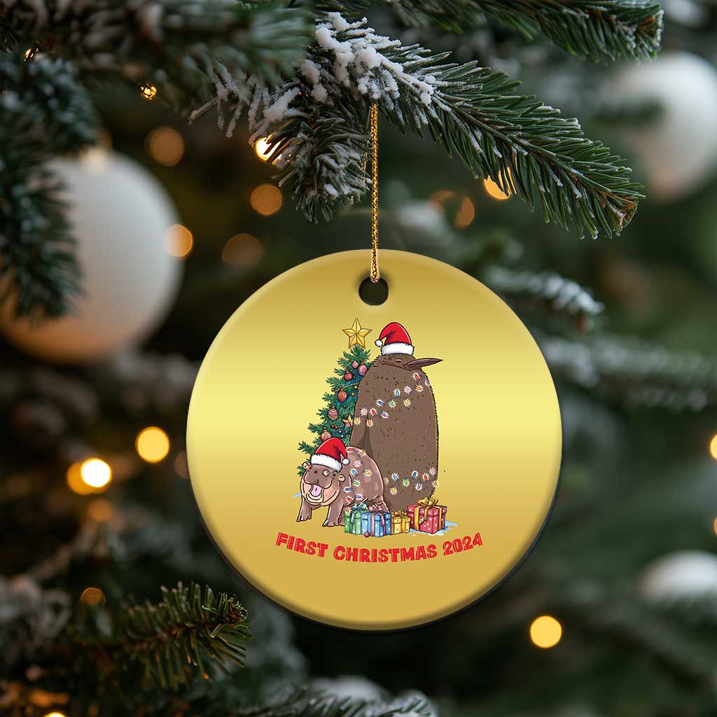 First Christmas 2024 Moo Deng Pesto Christmas Ornament TS09