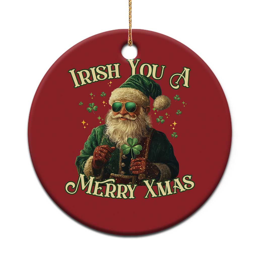 Irish You A Merry Xmas Christmas Ornament Shamrock Santa Ireland Lucky TS09