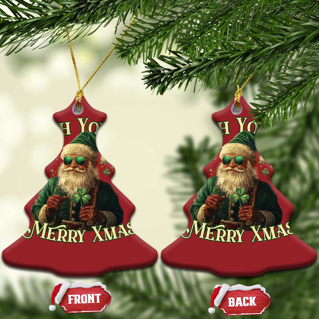 Irish You A Merry Xmas Christmas Ornament Shamrock Santa Ireland Lucky TS09