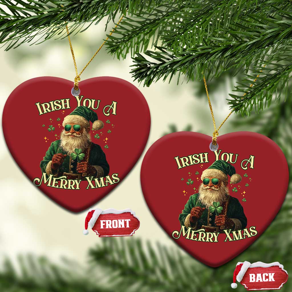 Irish You A Merry Xmas Christmas Ornament Shamrock Santa Ireland Lucky TS09