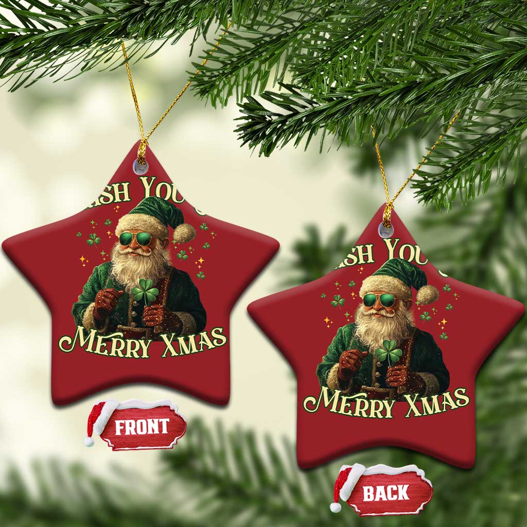 Irish You A Merry Xmas Christmas Ornament Shamrock Santa Ireland Lucky TS09