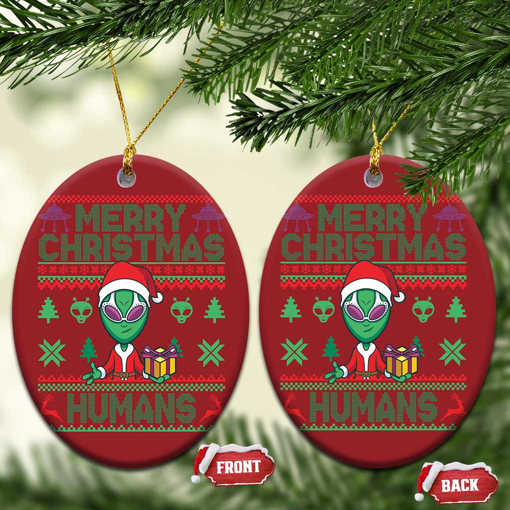Funny Xmas Alien Santa Christmas Ornament Merry Christmas Humans UFO Outer Space TS09