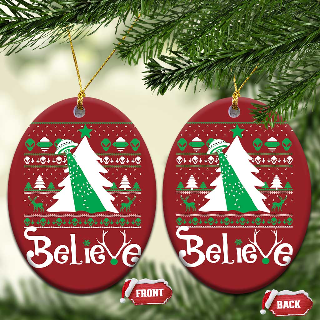 Funny Xmas UFO Believe Christmas Ornament TS09