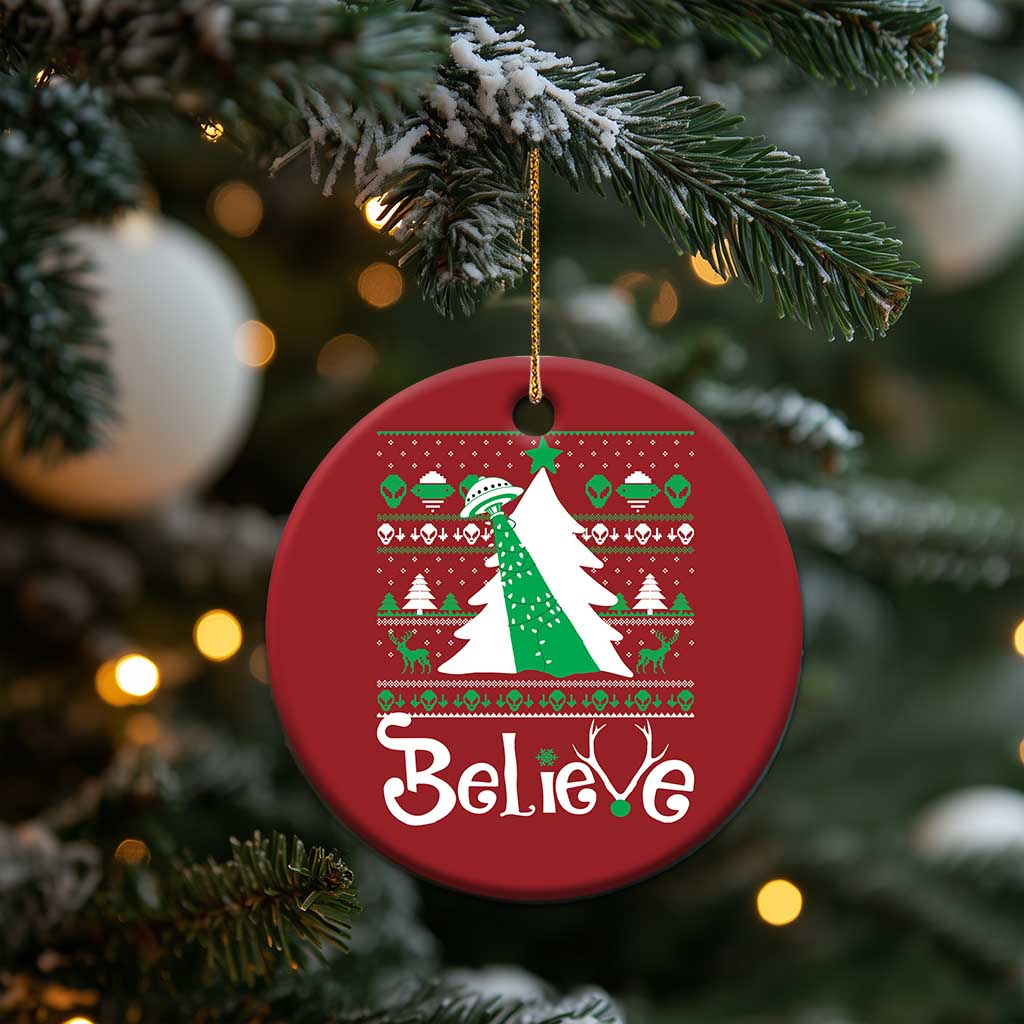 Funny Xmas UFO Believe Christmas Ornament TS09