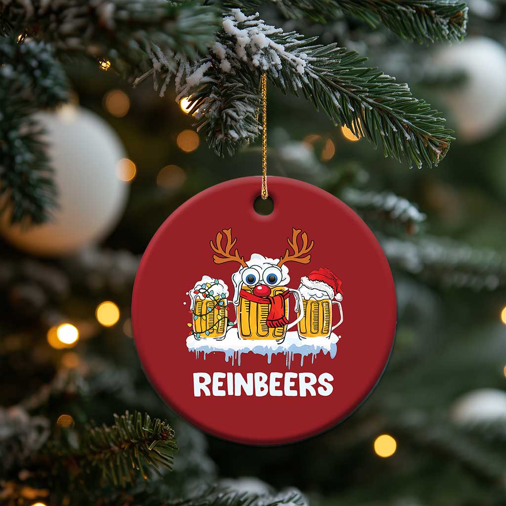 Funny Xmas Beer Christmas Ornament Reinbeers Reindeer Drinking Beer TS09