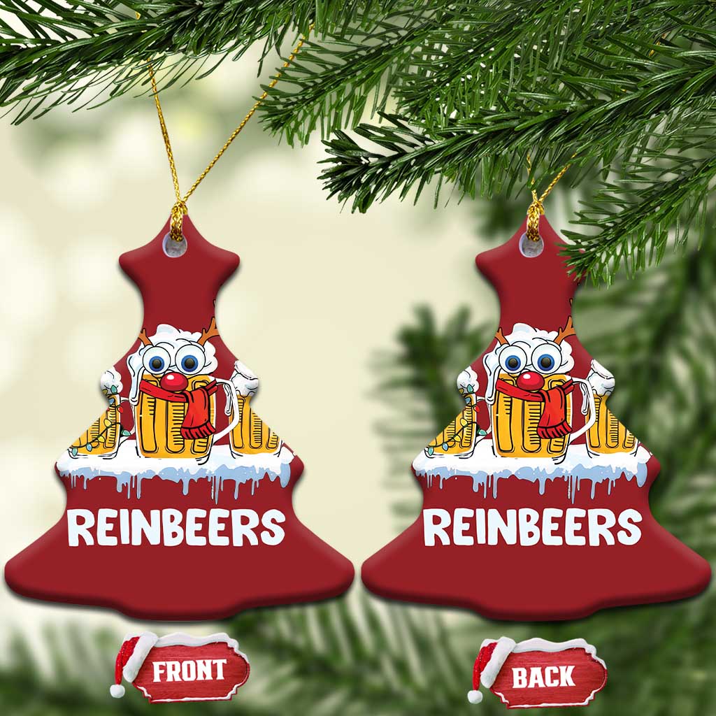 Funny Xmas Beer Christmas Ornament Reinbeers Reindeer Drinking Beer TS09