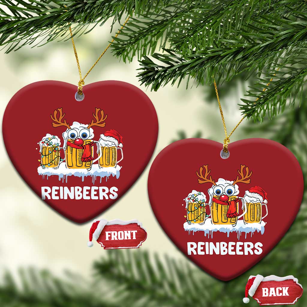 Funny Xmas Beer Christmas Ornament Reinbeers Reindeer Drinking Beer TS09