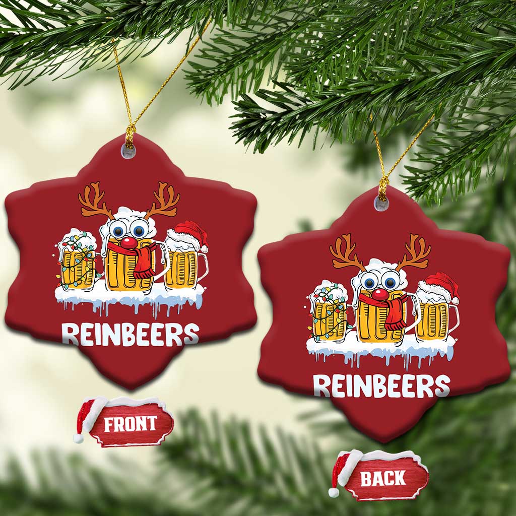 Funny Xmas Beer Christmas Ornament Reinbeers Reindeer Drinking Beer TS09