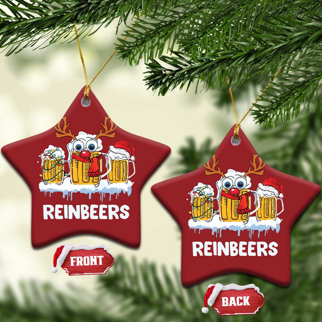 Funny Xmas Beer Christmas Ornament Reinbeers Reindeer Drinking Beer TS09