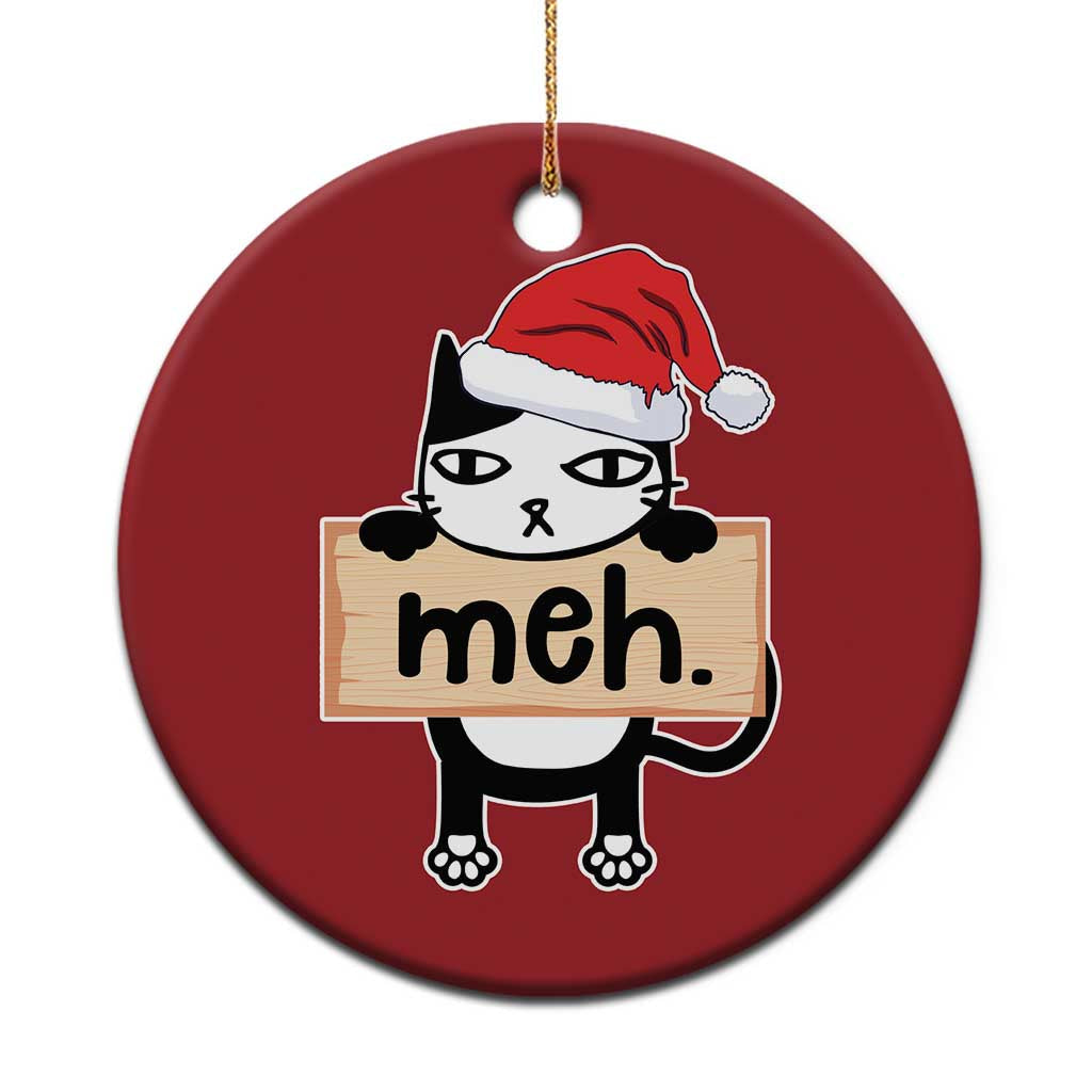Meh Black Cat Sarcastic Funny Xmas Christmas Ornament TS09