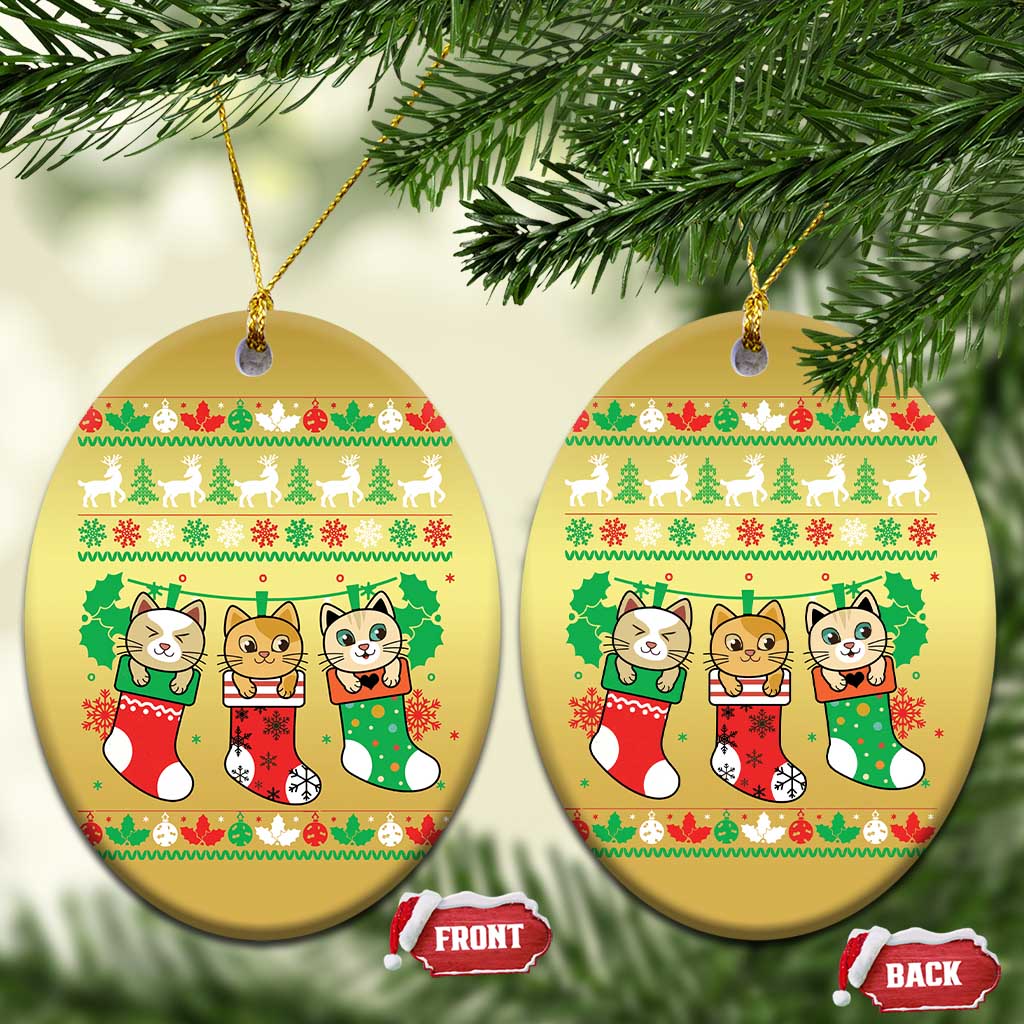 Christmas Cute Cat In Sock Merry Catmas Christmas Ornament TS09
