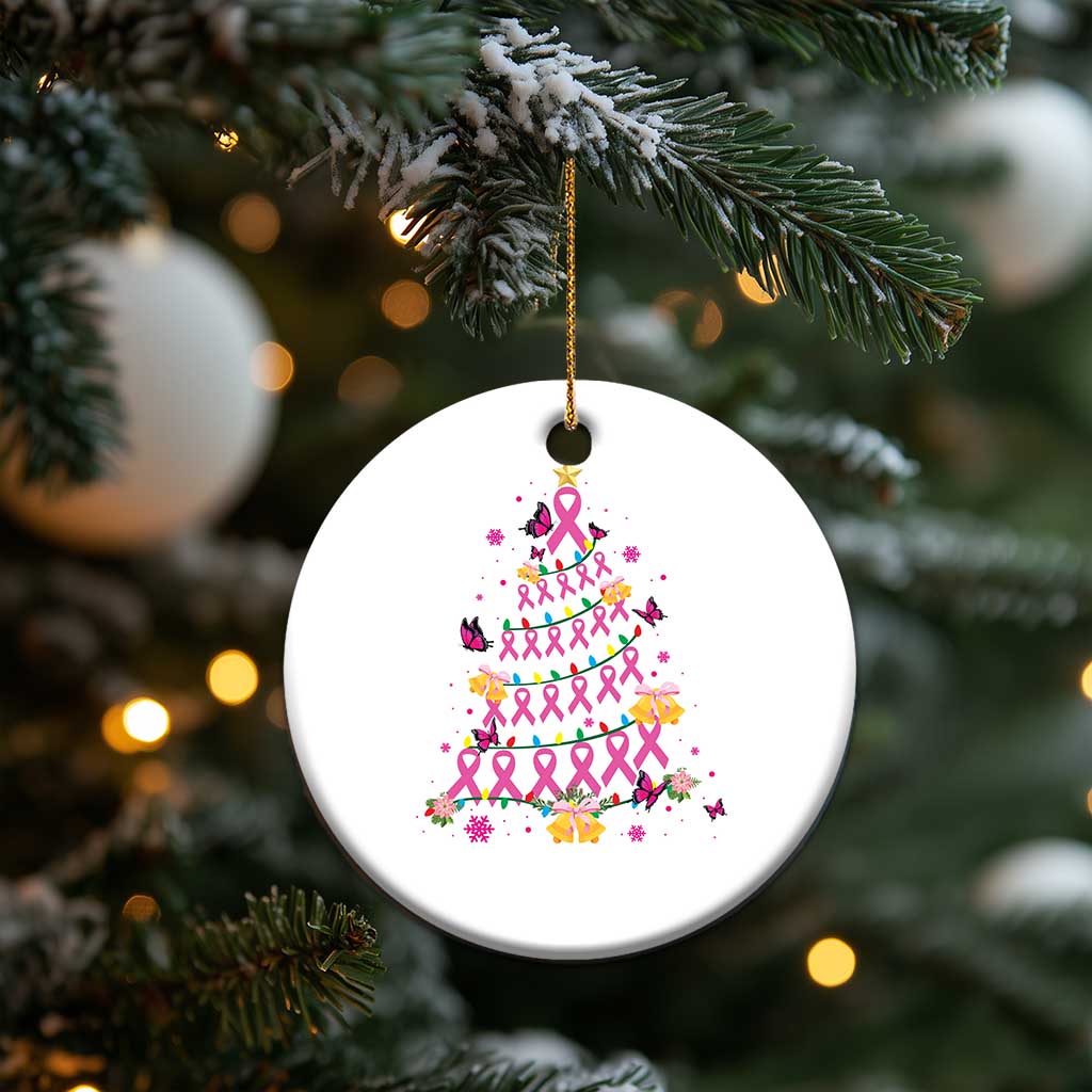 Christmas Breast Cancer Christmas Ornament Pink Ribbon Xmas Tree TS09