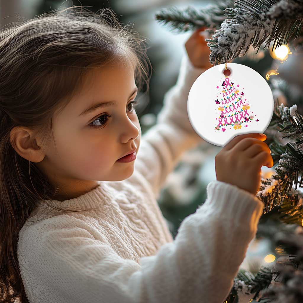 Christmas Breast Cancer Christmas Ornament Pink Ribbon Xmas Tree TS09