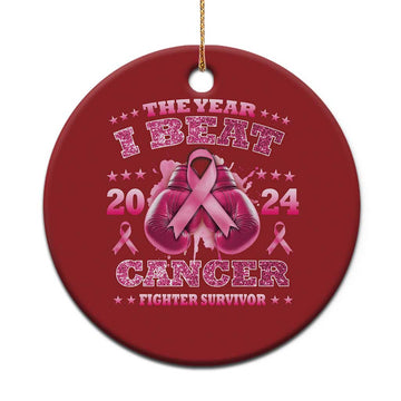 The Year I Beat Cancer Boxing Gloves Fighter Survivor Christmas Ornament TS09