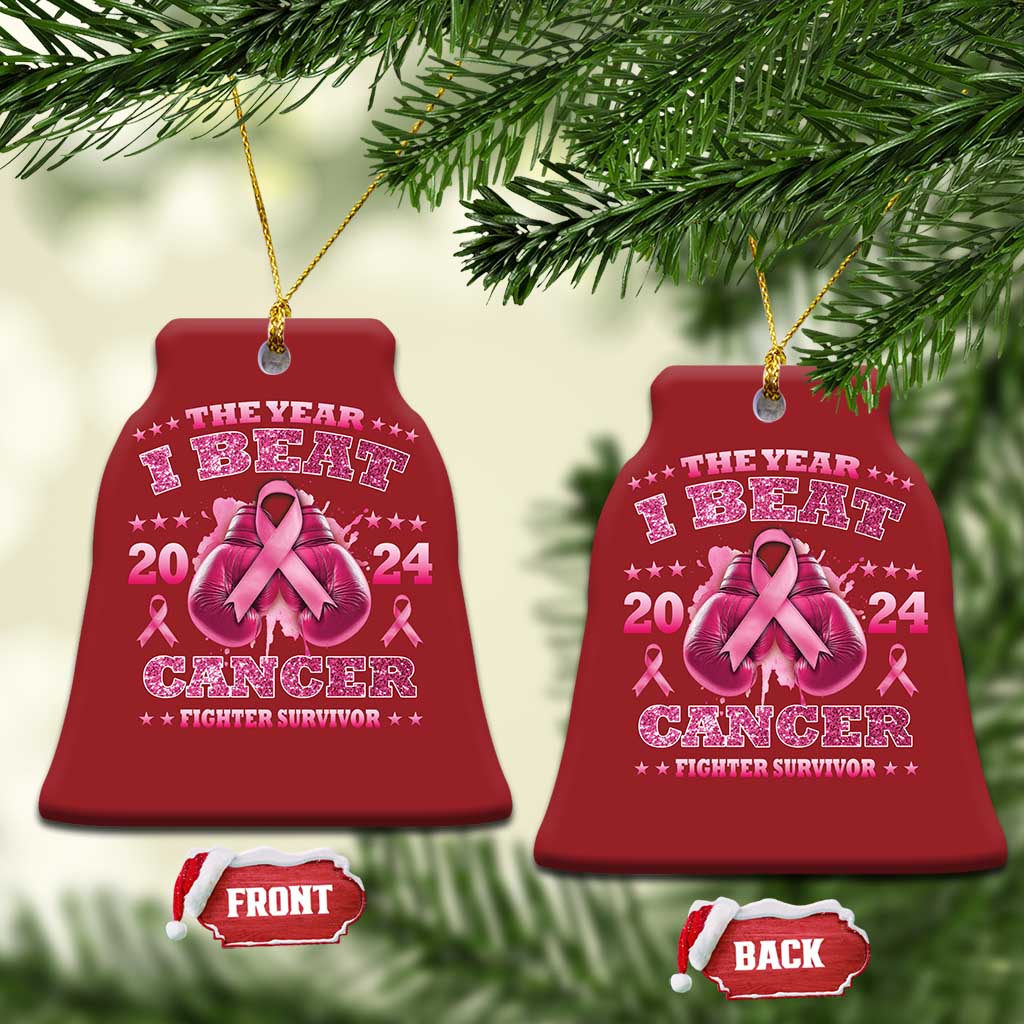 The Year I Beat Cancer Boxing Gloves Fighter Survivor Christmas Ornament TS09