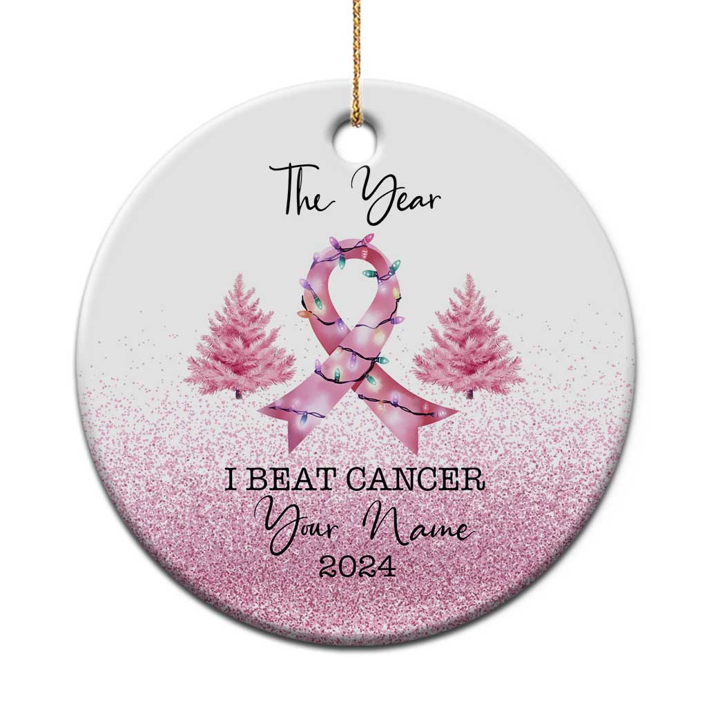 Personalize Christmas Breast Cancer Christmas Ornament Custom Name The Year I Beat Cancer TS09