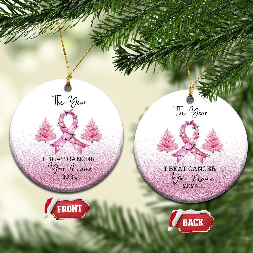 Personalize Christmas Breast Cancer Christmas Ornament Custom Name The Year I Beat Cancer TS09