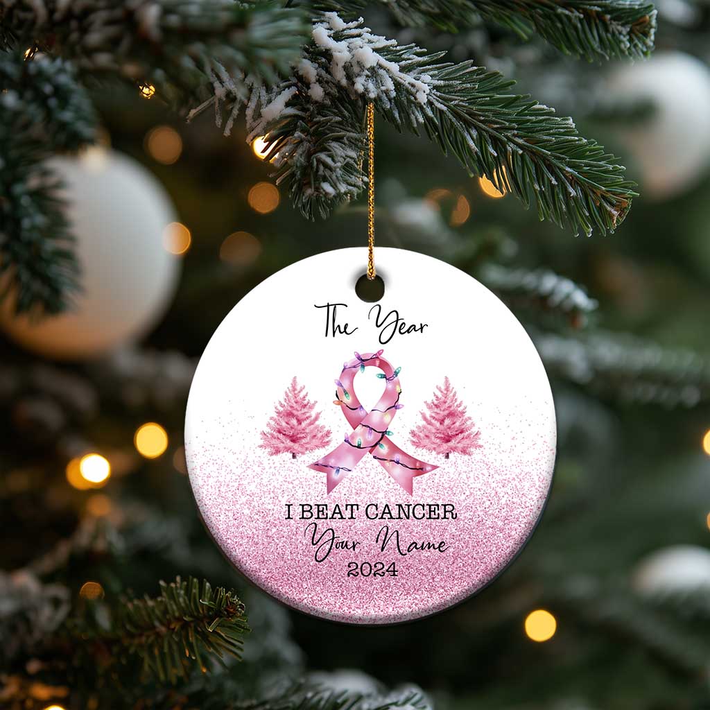 Personalize Christmas Breast Cancer Christmas Ornament Custom Name The Year I Beat Cancer TS09