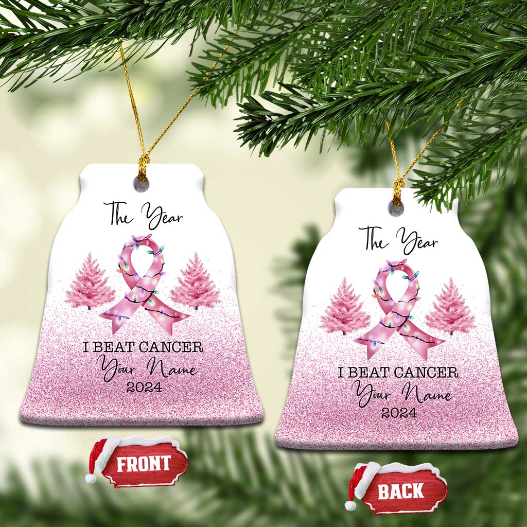 Personalize Christmas Breast Cancer Christmas Ornament Custom Name The Year I Beat Cancer TS09