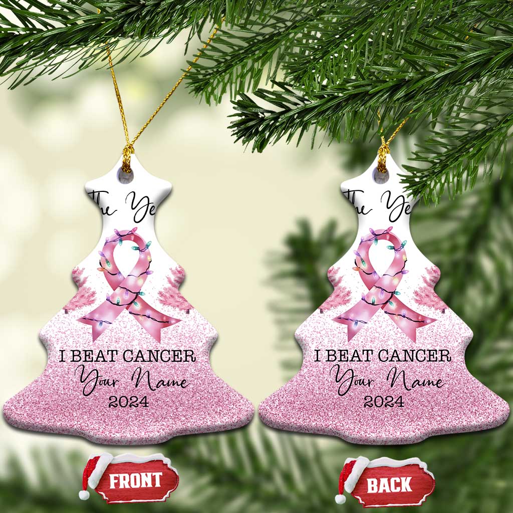 Personalize Christmas Breast Cancer Christmas Ornament Custom Name The Year I Beat Cancer TS09
