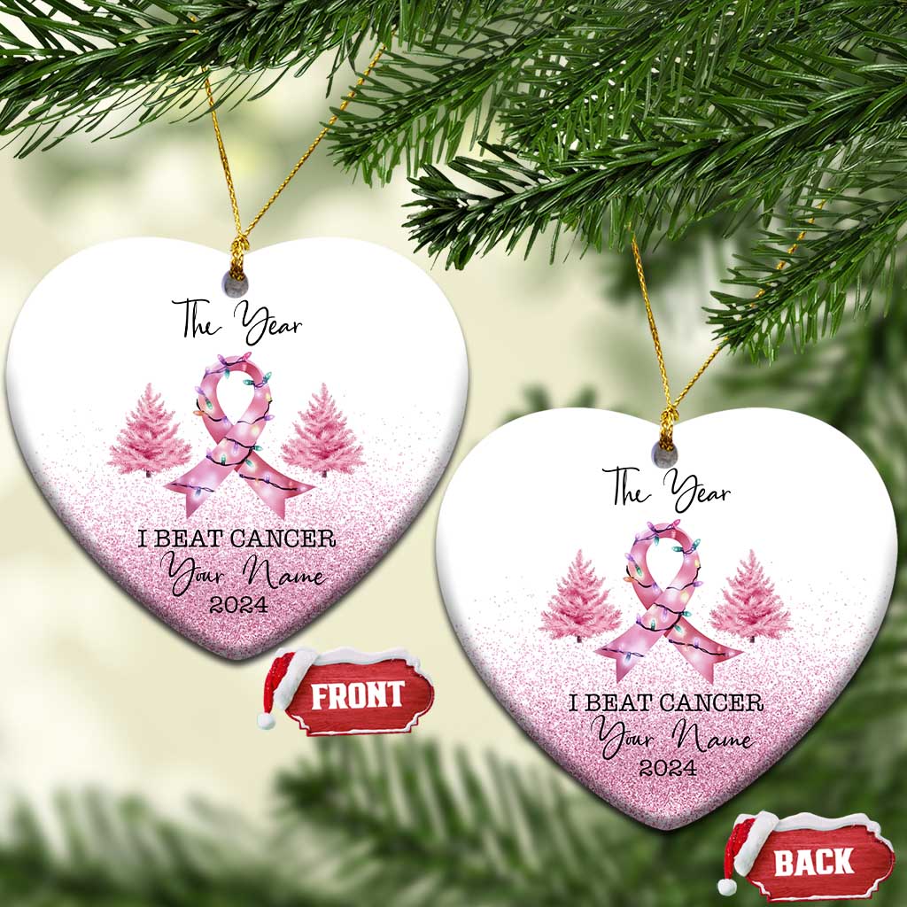 Personalize Christmas Breast Cancer Christmas Ornament Custom Name The Year I Beat Cancer TS09