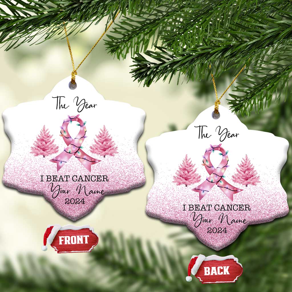 Personalize Christmas Breast Cancer Christmas Ornament Custom Name The Year I Beat Cancer TS09