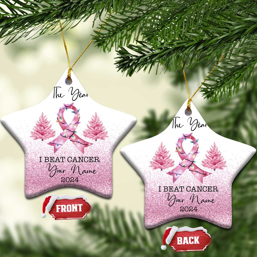Personalize Christmas Breast Cancer Christmas Ornament Custom Name The Year I Beat Cancer TS09