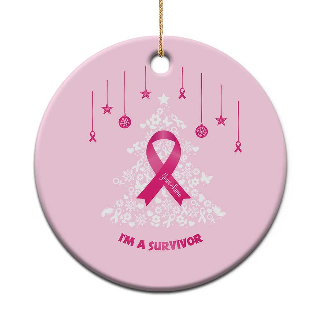 Christmas Breast Cancer Christmas Ornament I Am Warrior Pink Ribbon Christmas Tree TS09