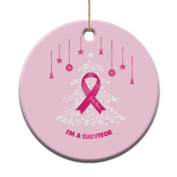 Christmas Breast Cancer Christmas Ornament I Am Warrior Pink Ribbon Christmas Tree TS09
