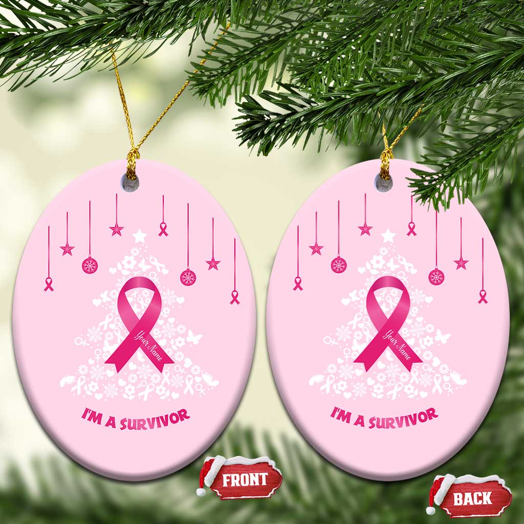 Christmas Breast Cancer Christmas Ornament I Am Warrior Pink Ribbon Christmas Tree TS09