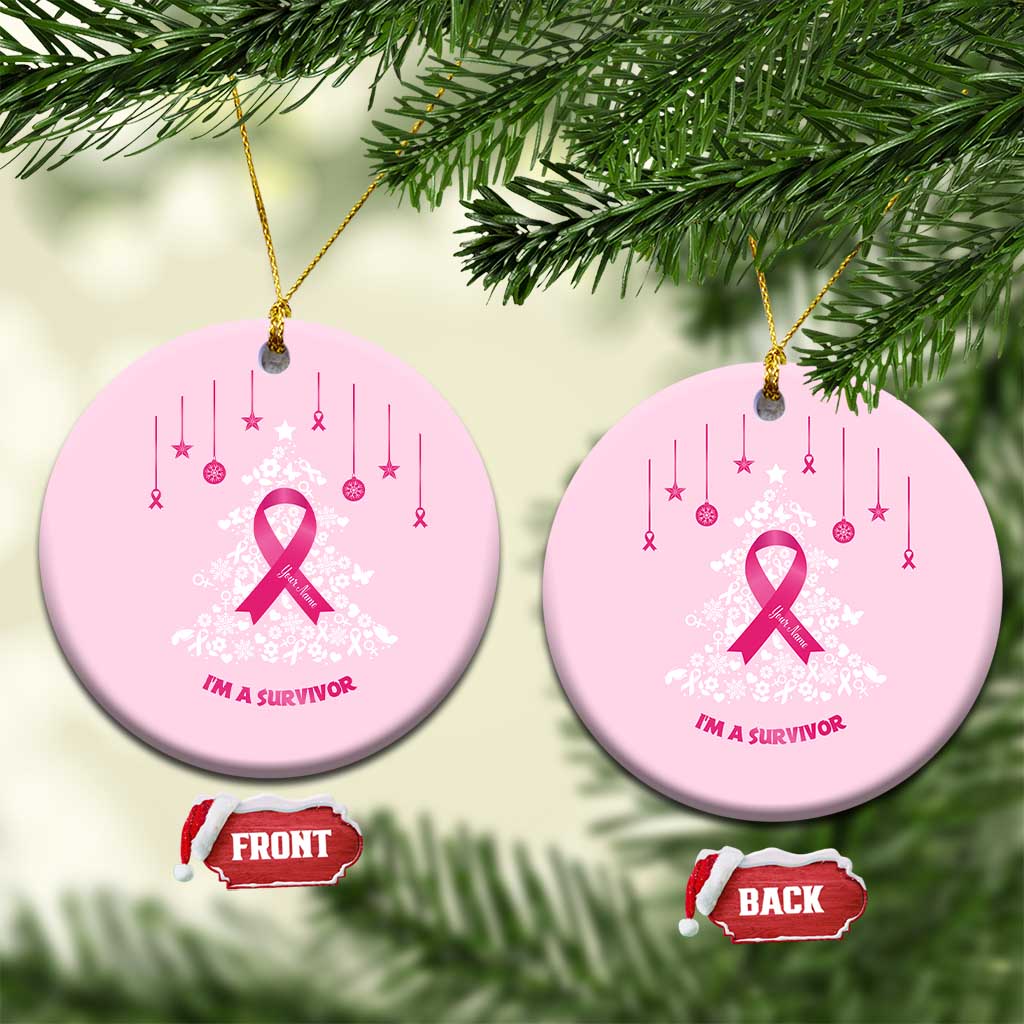 Christmas Breast Cancer Christmas Ornament I Am Warrior Pink Ribbon Christmas Tree TS09