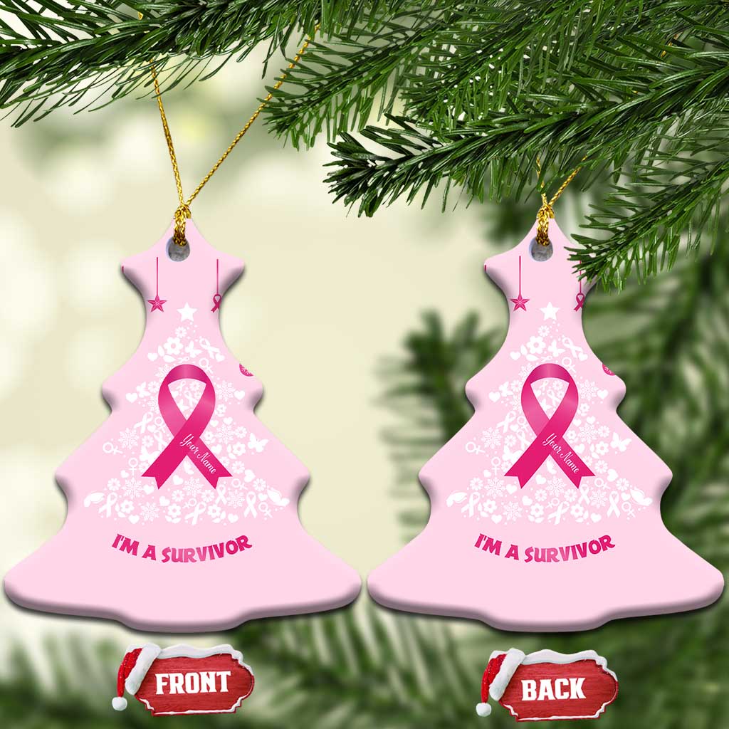 Christmas Breast Cancer Christmas Ornament I Am Warrior Pink Ribbon Christmas Tree TS09