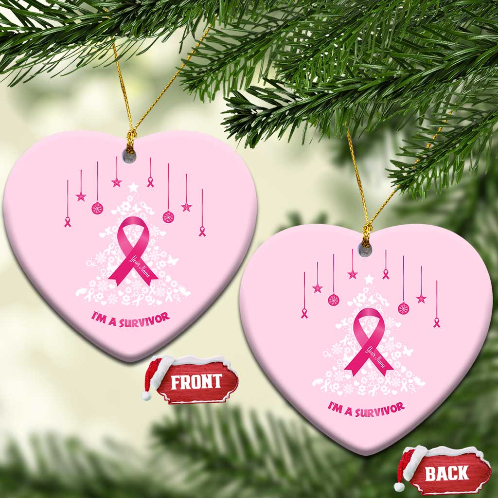 Christmas Breast Cancer Christmas Ornament I Am Warrior Pink Ribbon Christmas Tree TS09
