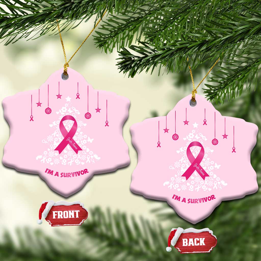 Christmas Breast Cancer Christmas Ornament I Am Warrior Pink Ribbon Christmas Tree TS09