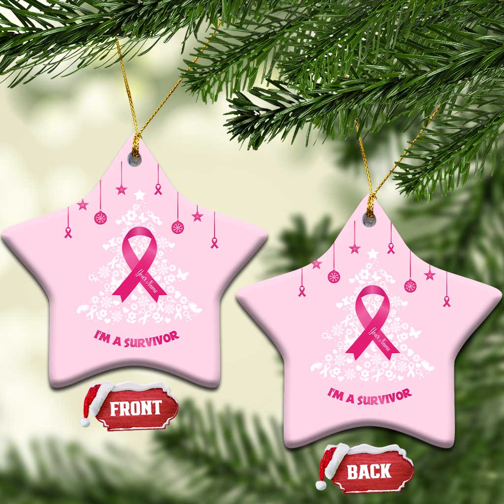 Christmas Breast Cancer Christmas Ornament I Am Warrior Pink Ribbon Christmas Tree TS09