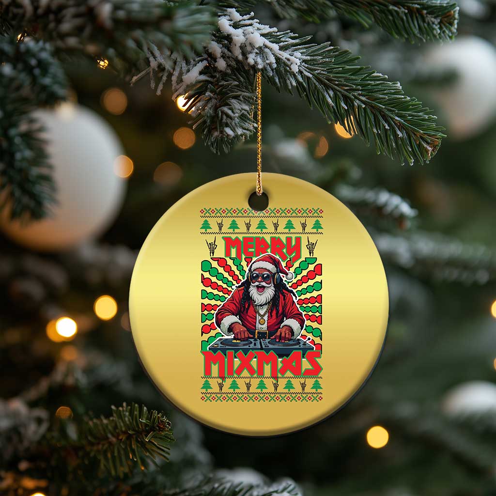Funny Xmas Party Christmas Ornament Merry Mixmas Santa DJ TS09