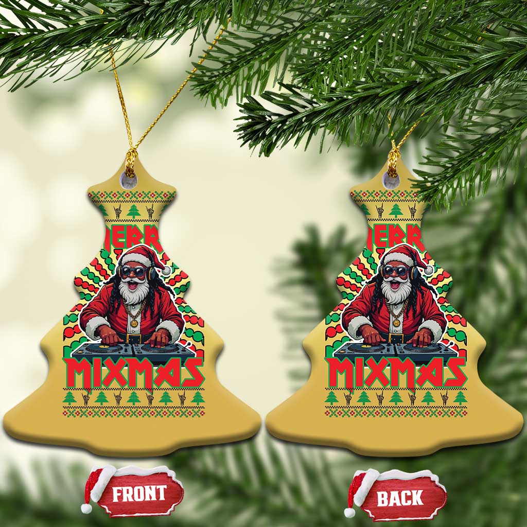 Funny Xmas Party Christmas Ornament Merry Mixmas Santa DJ TS09