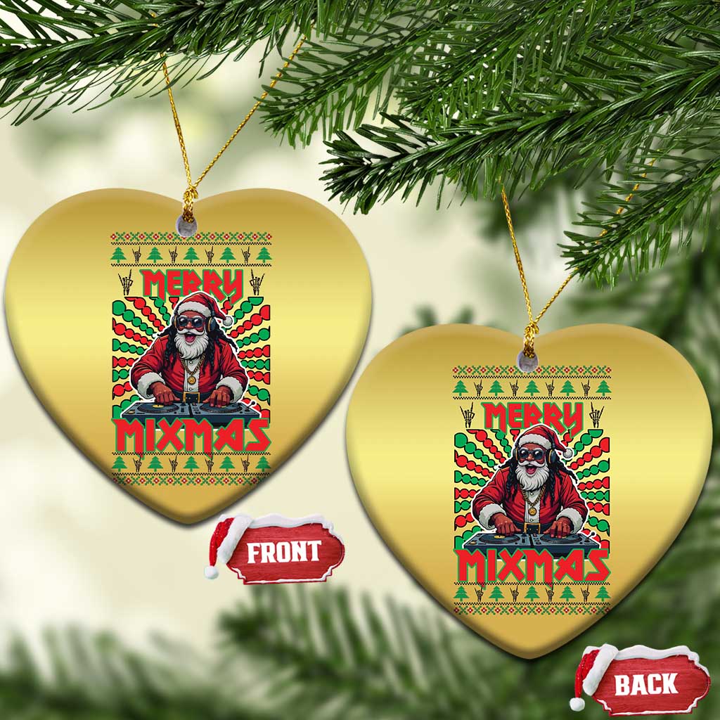 Funny Xmas Party Christmas Ornament Merry Mixmas Santa DJ TS09