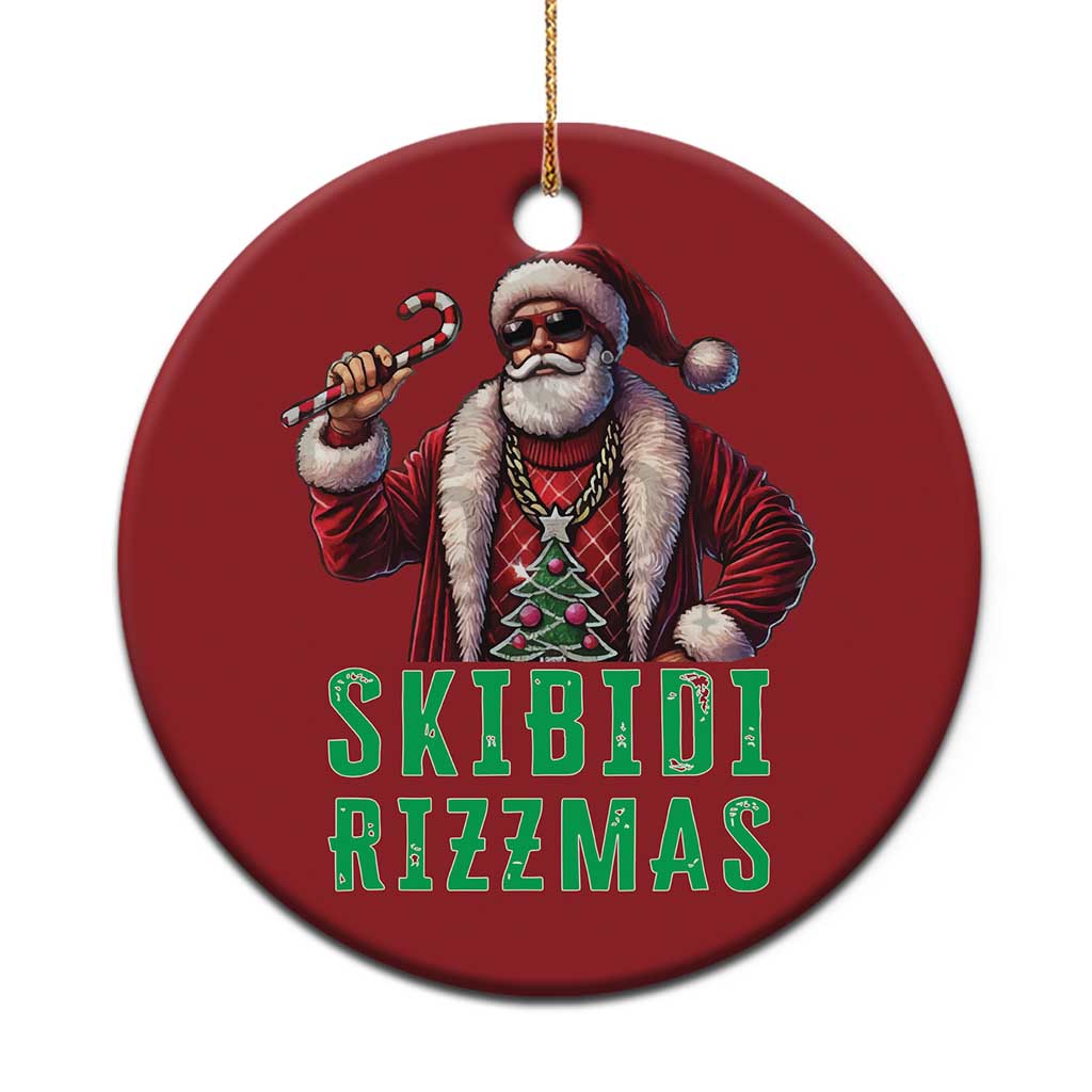 Funny Xmas Christmas Ornament Skibidi Rizzmas Cool Santa Gangsta TS09