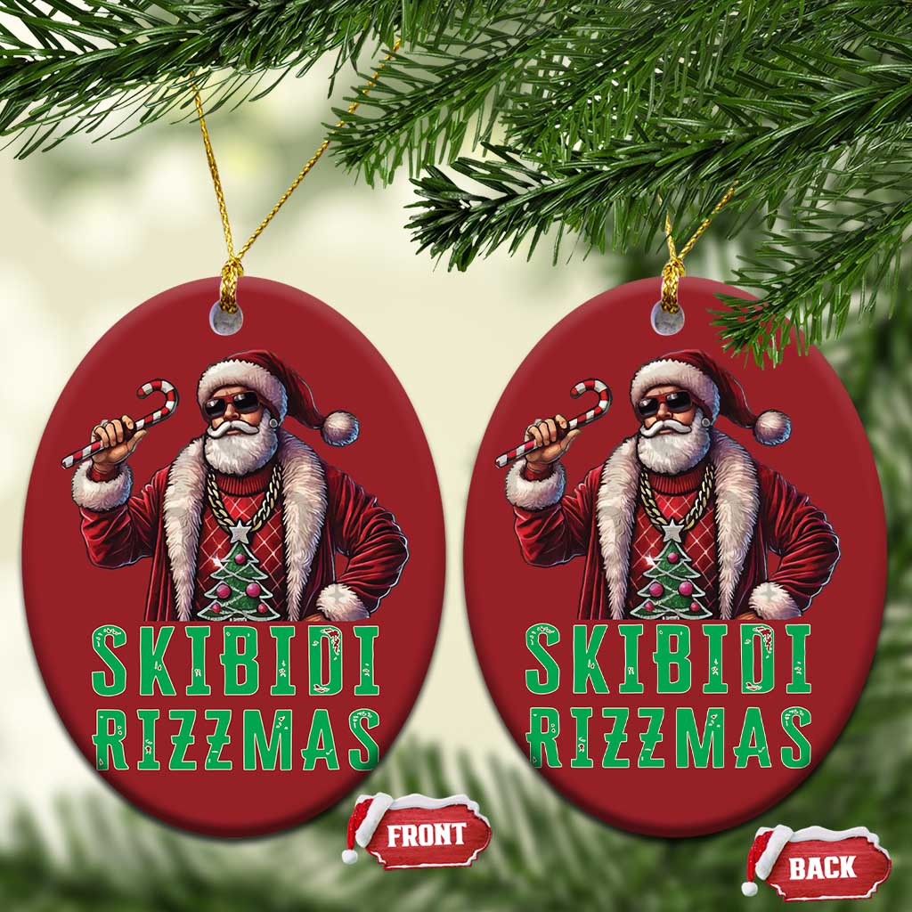 Funny Xmas Christmas Ornament Skibidi Rizzmas Cool Santa Gangsta TS09
