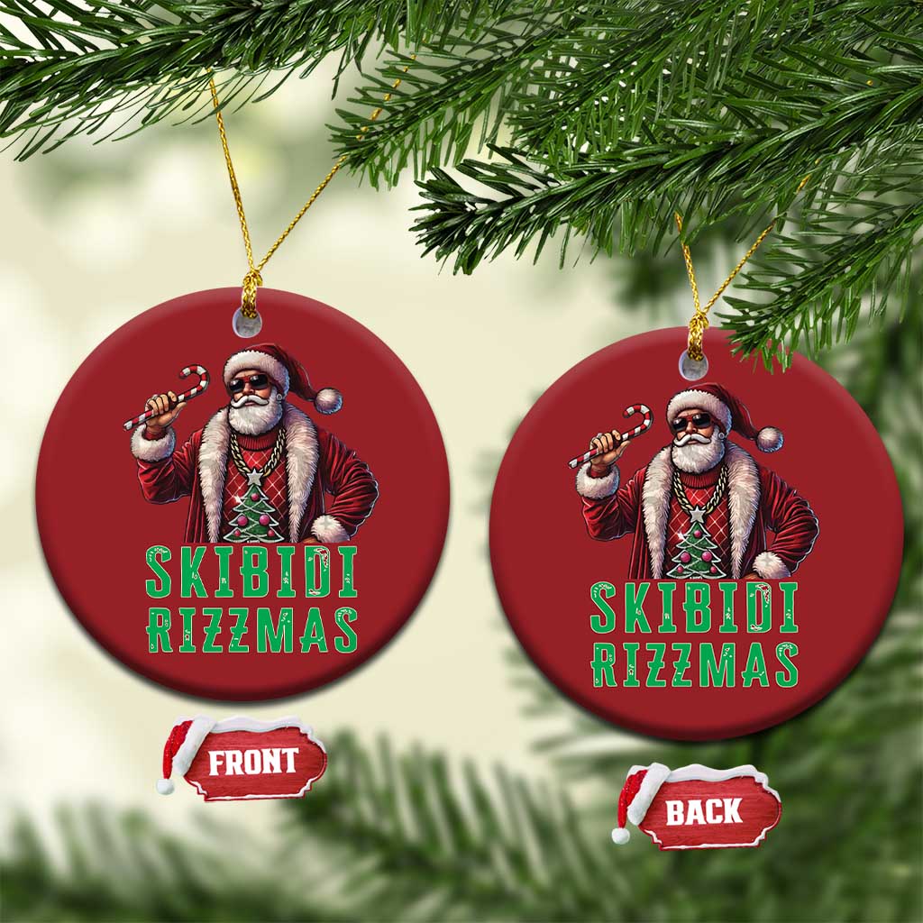 Funny Xmas Christmas Ornament Skibidi Rizzmas Cool Santa Gangsta TS09