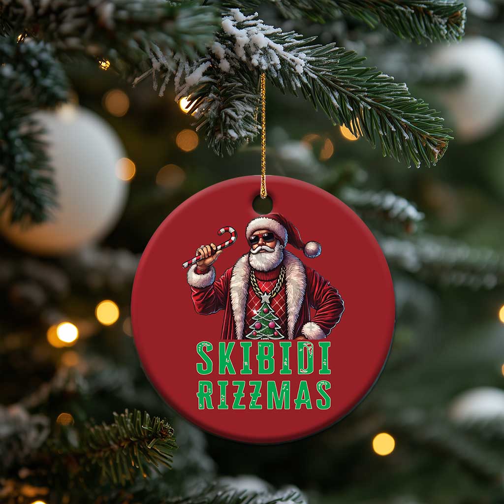 Funny Xmas Christmas Ornament Skibidi Rizzmas Cool Santa Gangsta TS09