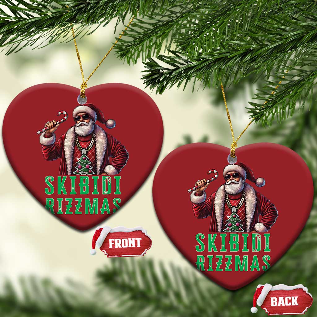 Funny Xmas Christmas Ornament Skibidi Rizzmas Cool Santa Gangsta TS09