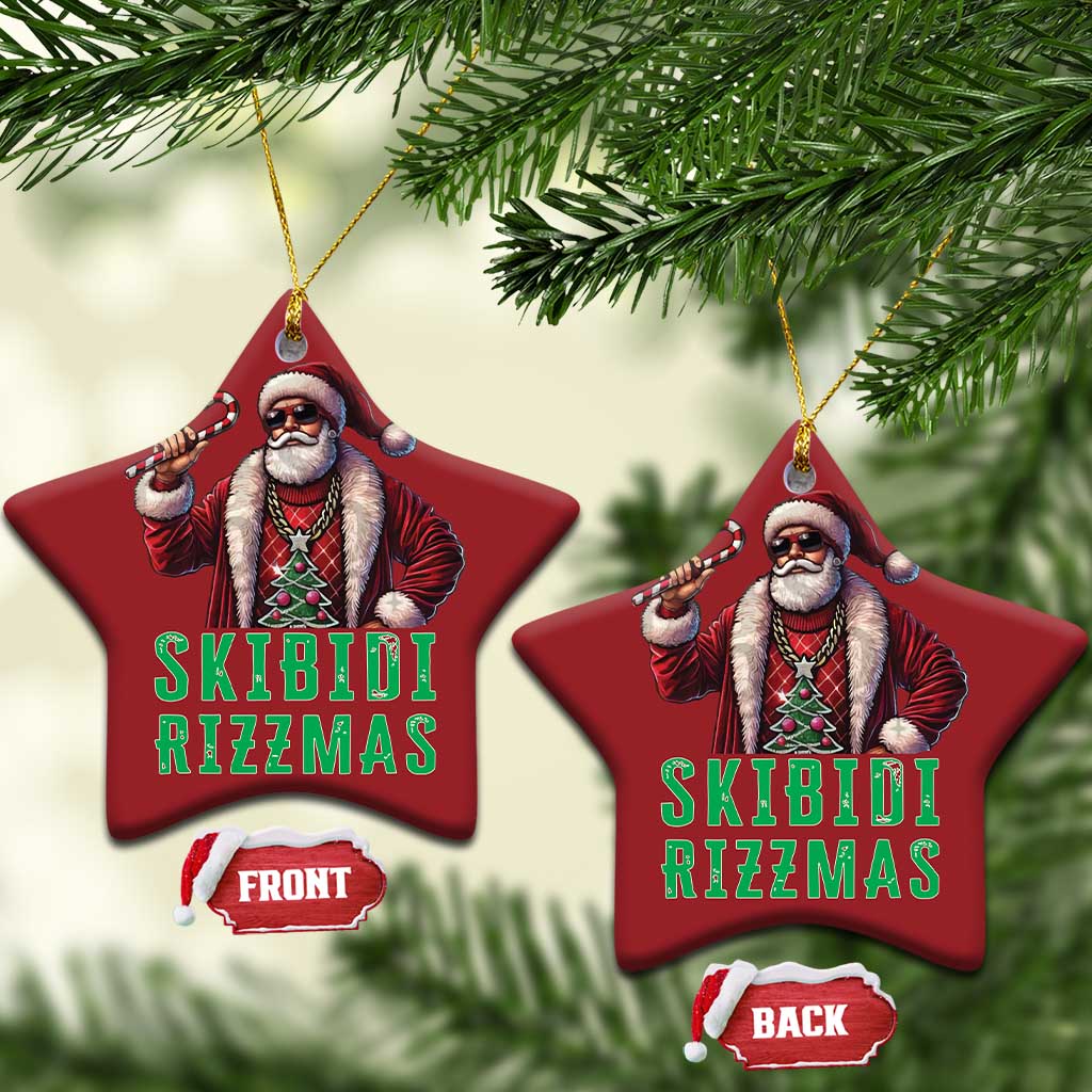 Funny Xmas Christmas Ornament Skibidi Rizzmas Cool Santa Gangsta TS09
