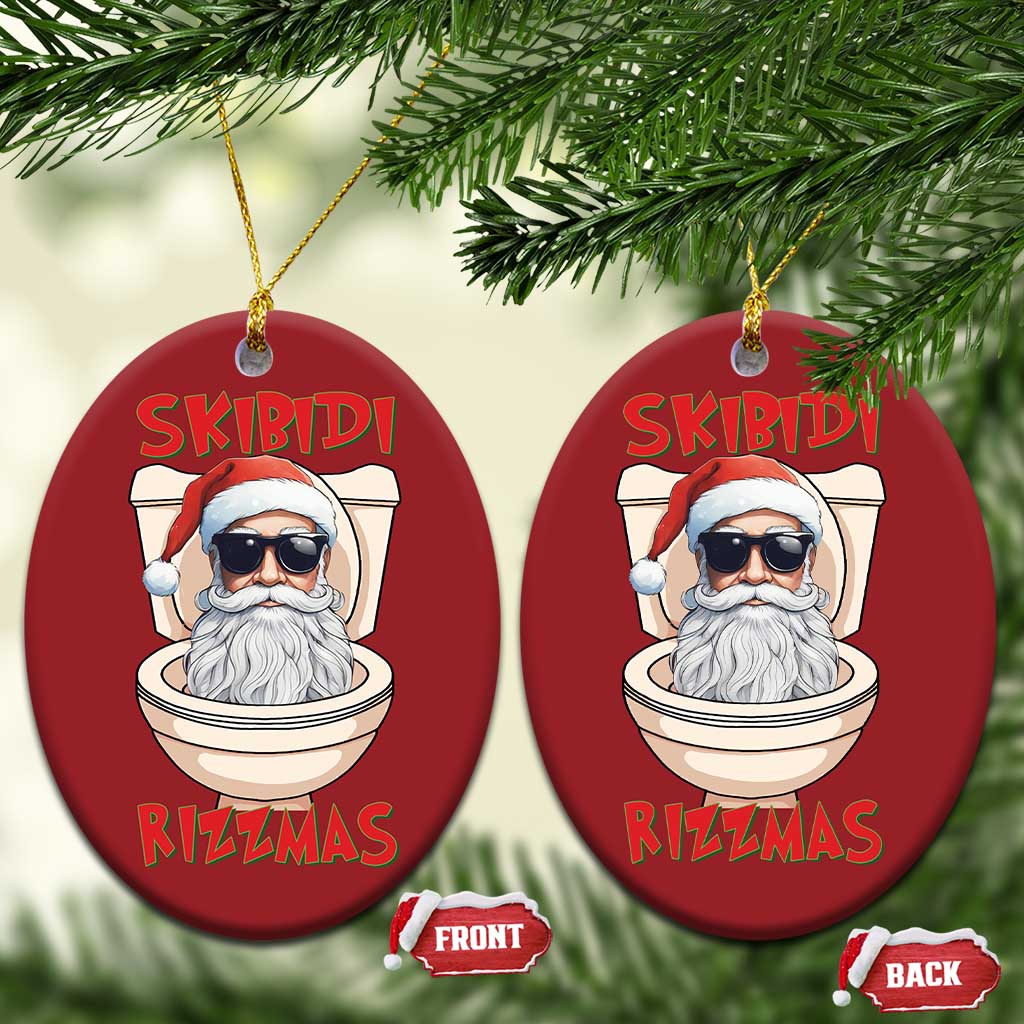Funny Skibidi Rizzmas Santa Toilet Meme Christmas Ornament TS09